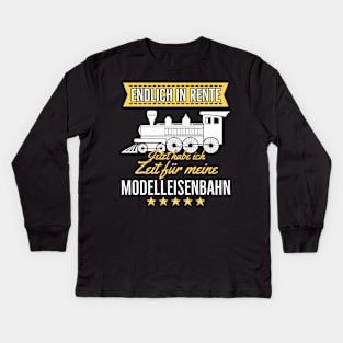 Rente Modelleisenbahn Opa Rentner Hobby Lokführer Kids Long Sleeve T-Shirt